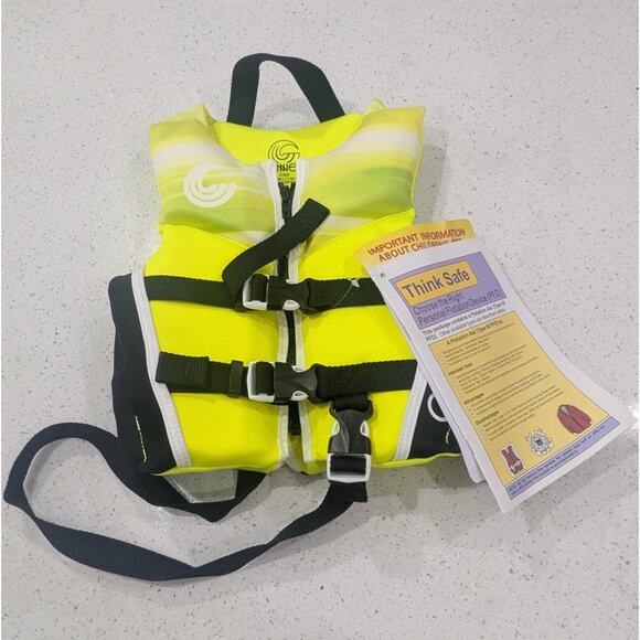 Connelly Child V-Back Life Jacket Neon Yellow Safety Swim Summer Pool Travel - Picture 1 of 4